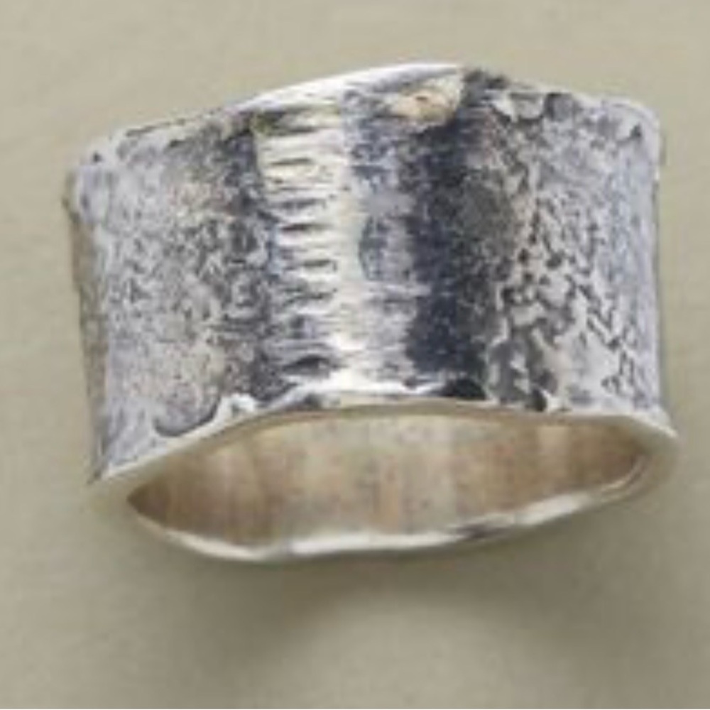 Sundance Hand-Textured Wide Silver Band Ring